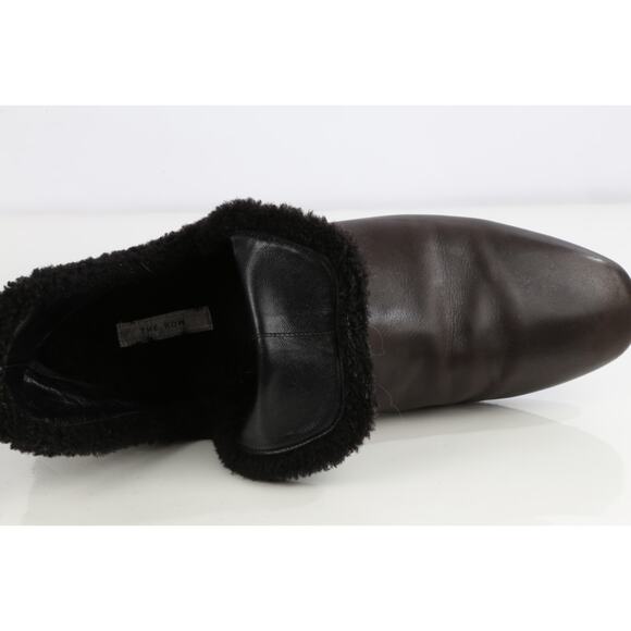 The Row Eros Brown Leather Shearling Lined Ankle Boots Luxe Winter Size 40.5 - Picture 15 of 16